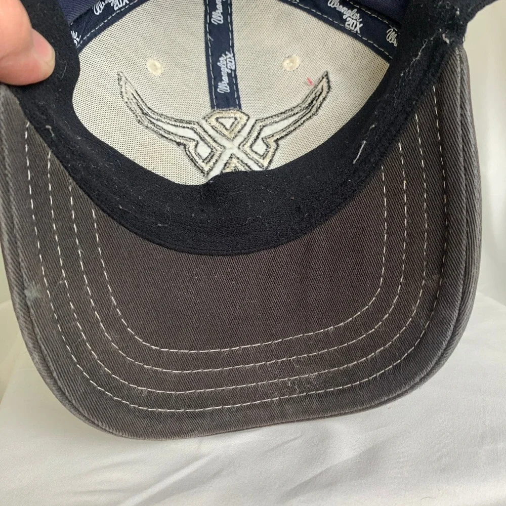 Wrangler 20X Hat Boys Youth Blue Brown Fitted Cotton Spandex Baseball Cap Flaw